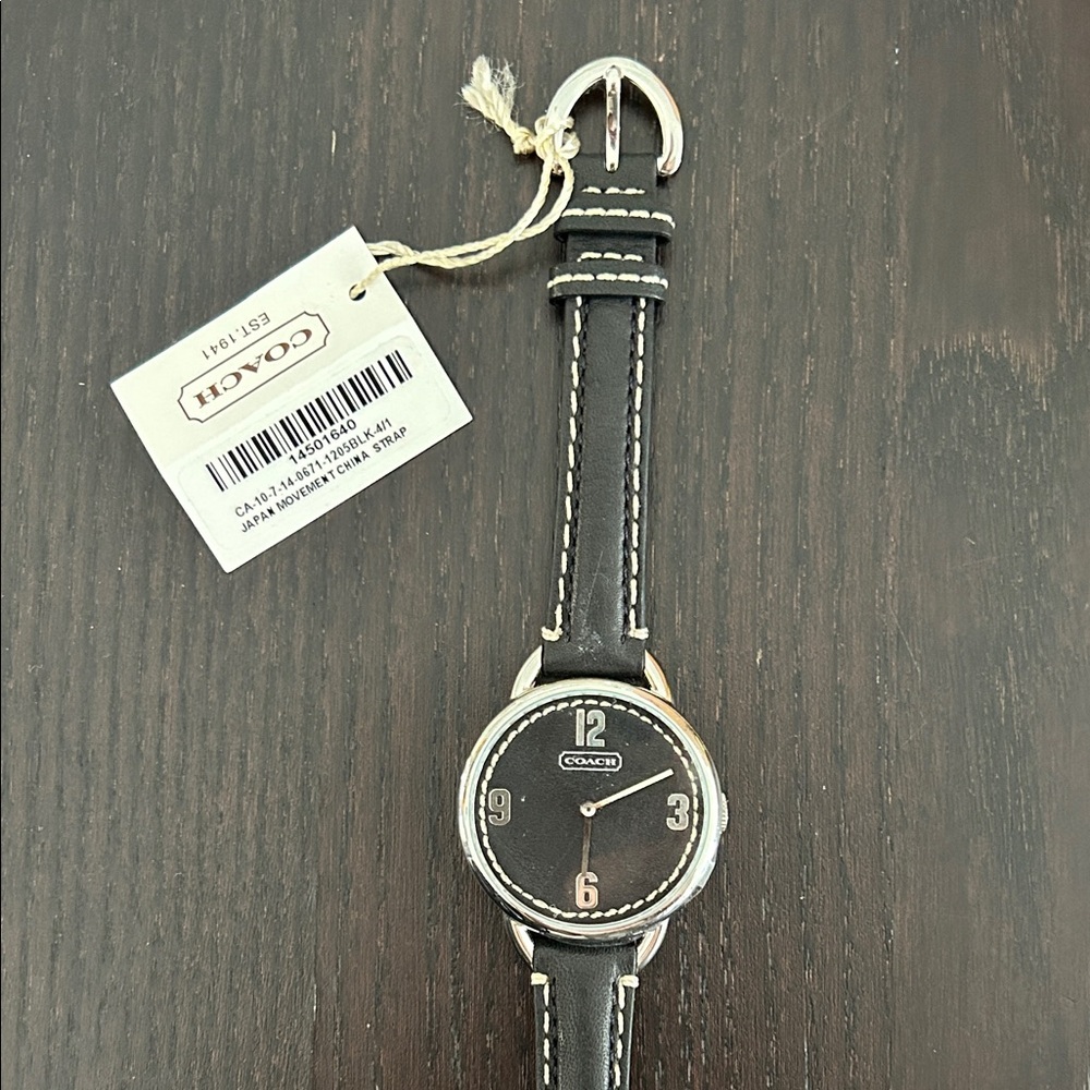 Coach Black Leather Strap Silver-Tone Women’s Watch - Picture 2 of 9